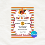 DIGITAL DOWNLOAD ONLY Thanksgiving Give Thanks Editable Invitation 5x7