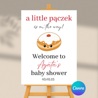 Editable A Little Paczek Is On The Way Baby Shower Welcome Sign | Polish Baby Shower | Instant Download | Canva Template | 18x24, 24x36