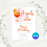 Editable A Spritz Older Birthday Invitation Template, Instant Download, Canva Template, 5x7