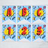 INSTANT DOWNLOAD Printable Superhero Themed Banner 5x6