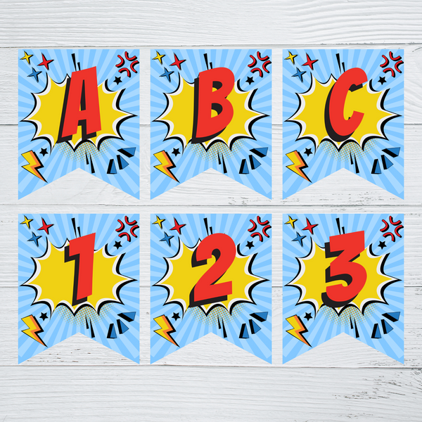 INSTANT DOWNLOAD Printable Superhero Themed Banner 5x6