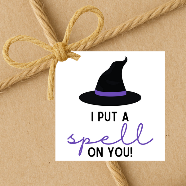 INSTANT DOWNLOAD Halloween Witch I Put A Spell On You Square Gift Tags 2.5x2.5
