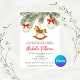 Editable Christmas A Merry Little Baby Shower Invitation | Christmas Theme | Instant Download | Canva Template, 5x7