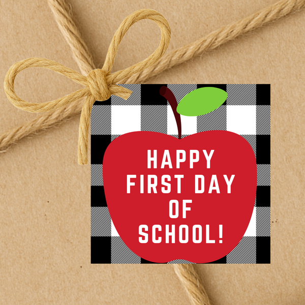 Happy First Day Of School | Apple | Back To School Gift Tags | Instant Download | 2.5x2.5