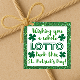 INSTANT DOWNLOAD Wishing You A Lotto Luck This St. Patrick's Day Square Gift Tags 2.5x2.5
