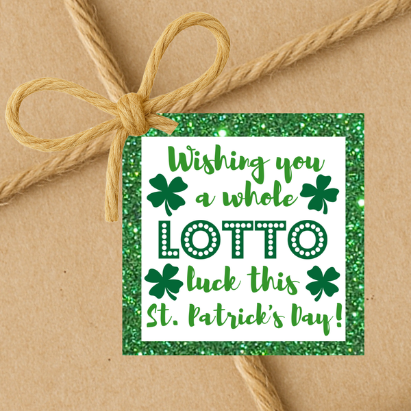INSTANT DOWNLOAD Wishing You A Lotto Luck This St. Patrick's Day Square Gift Tags 2.5x2.5