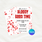 Editable Bloody Good Time Halloween Party Invitation Template 5x7