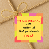 INSTANT DOWNLOAD We Are Bursting With Excitement That You Are Our CNA Square Gift Tags 2.5x2.5