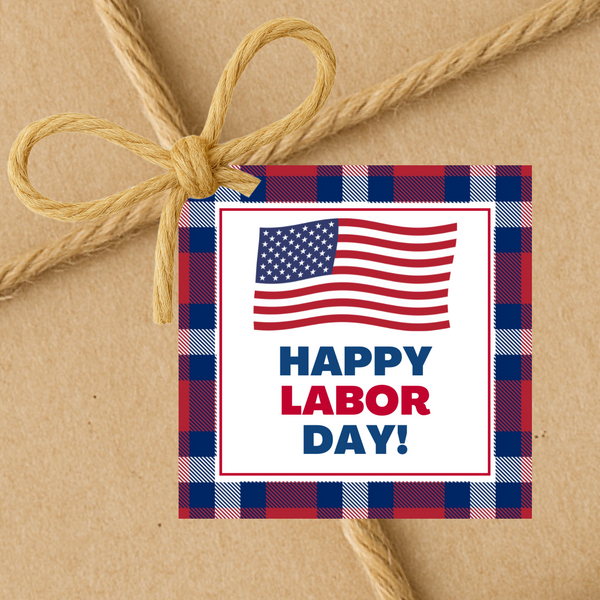 INSTANT DOWNLOAD Happy Labor Day Square Gift Tags 2.5x.25