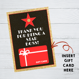 INSTANT DOWNLOAD Hollywood Themed Thank You For Being A Star Boss Gift Card Holder 5x7