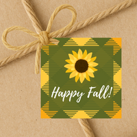 Sunflower Happy Fall | Fall Theme Gift Tags | Instant Download | 2.5x2.5