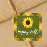 Sunflower Happy Fall | Fall Theme Gift Tags | Instant Download | 2.5x2.5