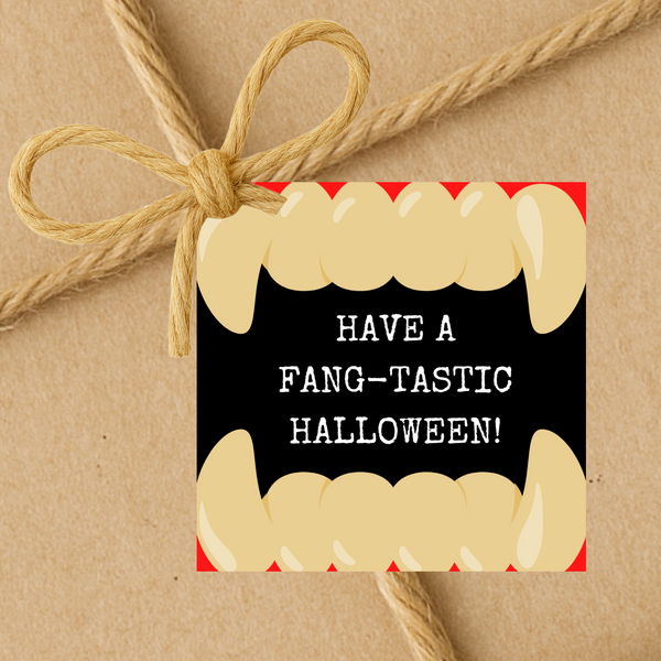 INSTANT DOWNLOAD Have A Fangtastic Halloween Square Gift Tags