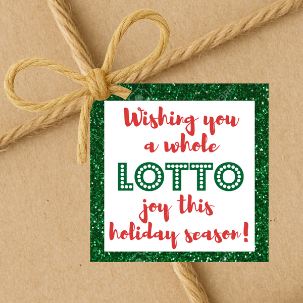 INSTANT DOWNLOAD Wishing You A Lotto Joy This Holiday Season Gift Tags 2.5x2.5