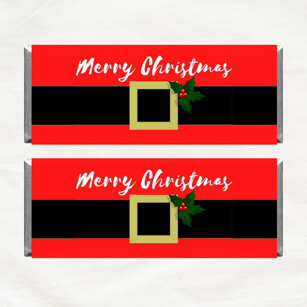 INSTANT DOWNLOAD Santa Belt Merry Christmas Chocolate Bar Wrapper
