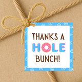 INSTANT DOWNLOAD Thanks A Hole Bunch Donut Square Gift Tags 2.5x2.5
