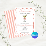 Editable Pink A Tini One Is On The Way Baby Shower Invitation | Instant Download | Canva Template | 5x7