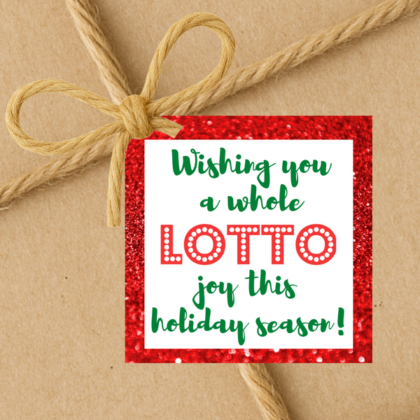 INSTANT DOWNLOAD Wishing You A Lotto Joy This Holiday Season Gift Tags 2.5x2.5
