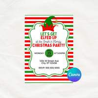 DIGITAL DOWNLOAD ONLY Let's Get Elfed Up Christmas Party Editable Invitation 5x7