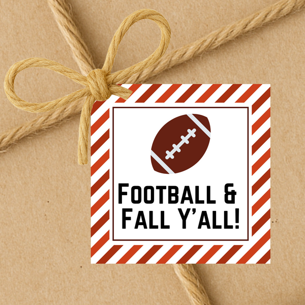 INSTANT DOWNLOAD Football & Fall Y'all Square Gift Tags 2.5x2.5