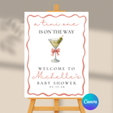 Editable Pink A Tini One Is On The Way Baby Shower Welcome Sign | Instant Download | Canva Template | 18x24, 24x36