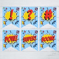 INSTANT DOWNLOAD Printable Superhero Themed Banner 5x6