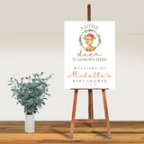 Editable Christmas A Little Deer Is Almost Here Baby Shower Welcome Sign | Christmas Theme | Instant Download | Canva Template | 18x24, 24x36