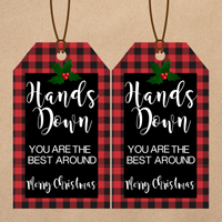 INSTANT DOWNLOAD Buffalo Hands Down You Are The Best Around Merry Christmas Gift Tags