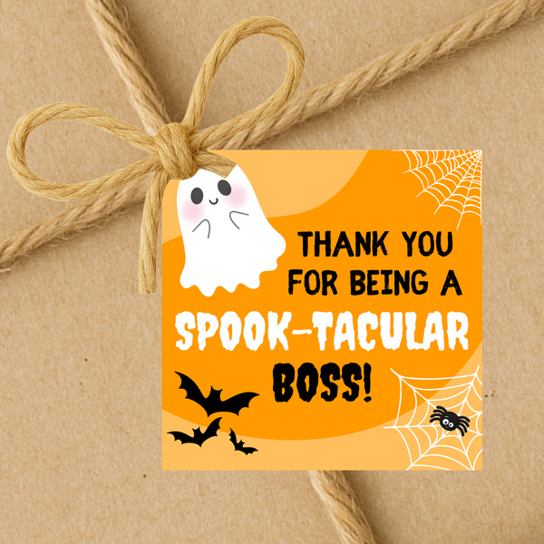 INSTANT DOWNLOAD Thank You For Being A Spooktacular Boss Halloween Square Gift Tags 2.5x2.5