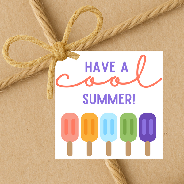 INSTANT DOWNLOAD Have A Cool Summer Square Gift Tags 2.5x.2.5