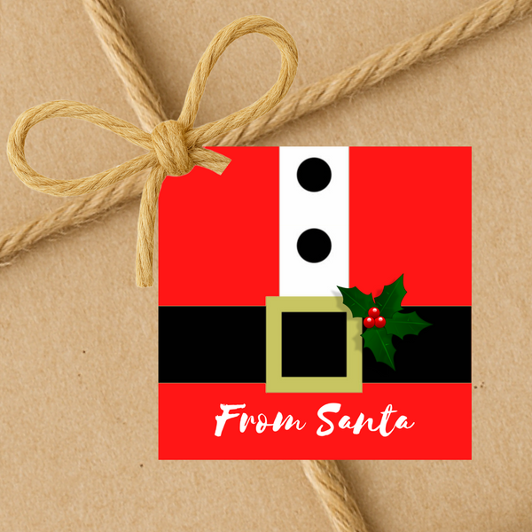 INSTANT DOWNLOAD Christmas Santa Belt From Santa Square Gift Tags
