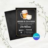 Editable Beers & Diapers Party Invitation | Instant Download | Canva Template | 5x7