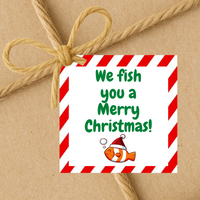INSTANT DOWNLOAD We Fish You A Merry Christmas Gift Tags 2.5x2.5