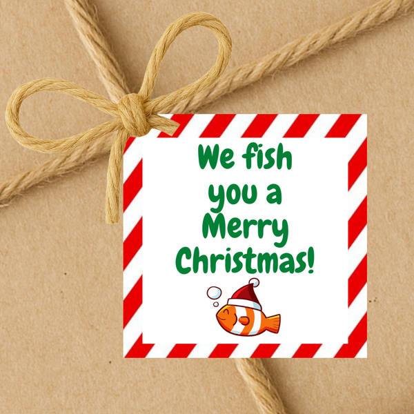 INSTANT DOWNLOAD We Fish You A Merry Christmas Gift Tags 2.5x2.5