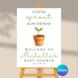 Editable A Little Sprout Is On The Way Baby Shower Welcome Sign | Instant Download | Canva Template | 18x24, 20x30, 24x36