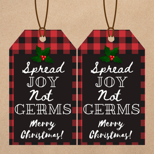 INSTANT DOWNLOAD Buffalo Spread Joy Not Germs Merry Christmas Gift Tags