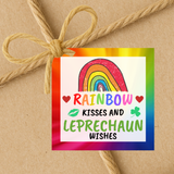 INSTANT DOWNLOAD Rainbow Kisses And Leprechaun Wishes Square Gift Tags 2.5x2.5