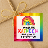 INSTANT DOWNLOAD I'm Over The Rainbow That You Are My Valentine Square Gift Tags 2.5x2.5