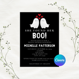 Editable Halloween She Found Her Boo Bridal Shower Invitation | Halloween Ghost | Instant Download | Canva Template | 5x7