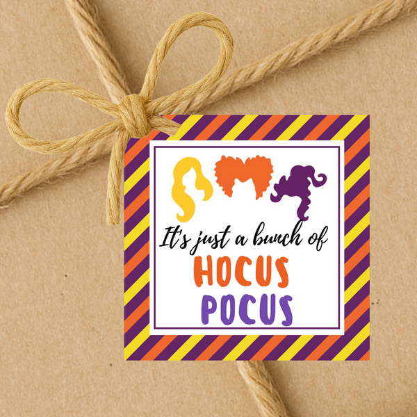 INSTANT DOWNLOAD It's Just A Bunch Of Hocus Pocus Halloween Square Gift Tags 2.5x2.5