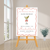 Editable Pink A Tini One Is On The Way Baby Shower Welcome Sign | Instant Download | Canva Template | 18x24, 24x36