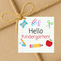 INSTANT DOWNLOAD Hello Kindergarten Back to School Square Gift Tags 2.5x2.5