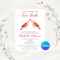 Editable Let's Shower The Love Birds Bridal Shower Invitation | Instant Download | Canva Template | 5x7