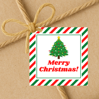 INSTANT DOWNLOAD Christmas Tree Merry Christmas Square Gift Tags 2.5x2.5