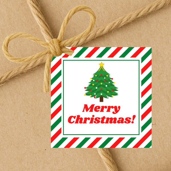 INSTANT DOWNLOAD Christmas Tree Merry Christmas Square Gift Tags 2.5x2.5