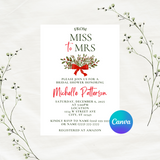 DIGITAL DOWNLOAD ONLY Christmas From Miss to Mrs Bridal Shower Editable Invitation 5x7