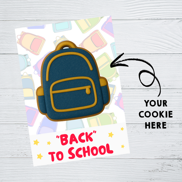 INSTANT DOWNLOAD Back To School Backpack Cookie Cards 3.5x5