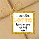 INSTANT DOWNLOAD I Won The Lotto Having You As My Mom Square Gift Tags 2.5x2.5