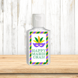 INSTANT DOWNLOAD Happy Mardi Gras Hand Sanitizer Labels