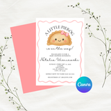 Editable Pink Polish A Little Pierog Is On The Way Baby Shower Invitation | Instant Download | Canva Template | 5x7